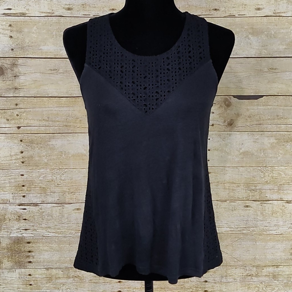 J. Crew Black Eyelet Tank